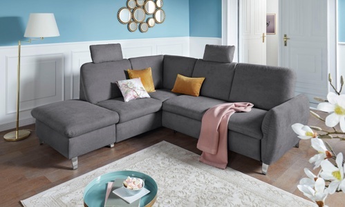 SIT&MORE, sit&more Ecksofa, sit&more Ecksofa »Daytona L-Form«, mit Federkern, zwei Kopfstützen und wahlweise mit Bettfunktion