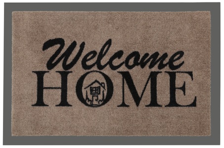 Hanse Home, Fussmatte, Hanse Home, »Welcome Home«, rutschhemmend beschichtet, HANSE Home Fussmatte »Welcome Home, Türmatte«, rechteckig, 7 mm Höhe, mit Spruch, Schrift Design, waschbar, Robust, Eingang, Rutschfest