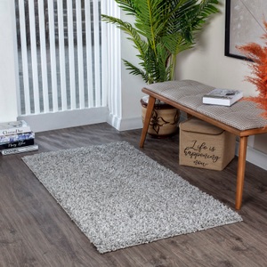 Surya, Surya Hochflor-Teppich »UNI CHIC 2300«, rechteckig, Surya Hochflor-Teppich »BORACAY«, rechteckig, 37 mm Höhe, Flauschig, Langflor, Weich, Wohnzimmer Flurteppich, Grau
