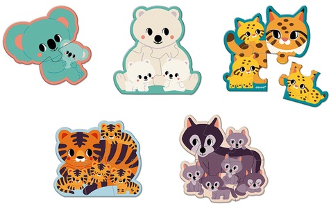 undefined, WWF 5 Puzzle Tiere FSC, Janod-WWF® Puzzle TIERE 20-teilig aus Holz