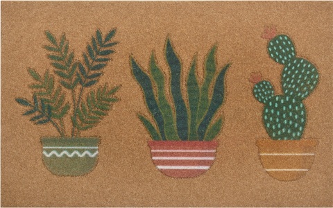 HOME AFFAIRE, Home affaire Fussmatte »Kokos Pflanzen«, rechteckig, 10 mm Höhe, In- und Outdoor geeignet, Kokos-Look, mit Schrift, Floral, robust, pflegeleicht, Eingang, Türvorleger, rutschfest, my home Fussmatte »Kokos Pflanzen, Türmatte«, rechteckig, 10 mm Höhe, Kokos-Look, Schrift, Floral, robust, Eingang, Türvorleger, rutschfest