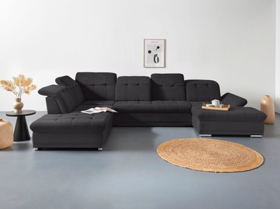 COTTA Wohnlandschaft »Holiday U-Form«, Sitztiefenverstellung, wahlweise mit Bettfunktion inkl. Bettkasten