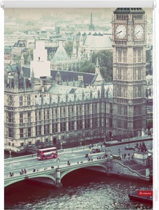 LICHTBLICK, Seitenzugrollo, Lichtblick, »London Westminster«, Klemmfix, Kettenzug, Lichtschutz, Fixmass, ohne Bohren, LICHTBLICK ORIGINAL Seitenzugrollo »Klemmfix Motiv London Westminster« Lichtschutz ohne Bohren freihängend bedruckt
