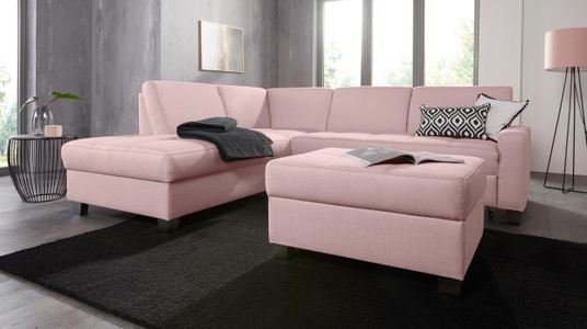 DOMO collection, DOMO collection Ecksofa, DOMO collection Ecksofa »Florentina L-Form«, wahlweise mit Bettfunktion, mit Kontrastnaht