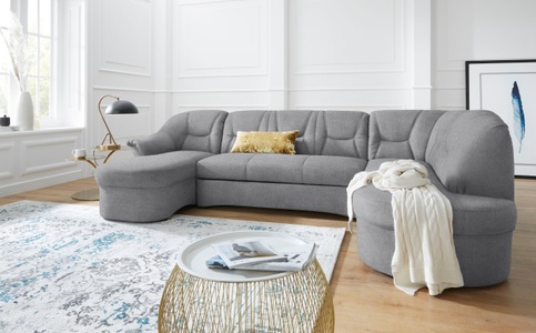 DOMO collection, DOMO collection Wohnlandschaft »Sarafina«, wahlweise mit Bettfunktion, optional mit Federkern, DOMO collection Wohnlandschaft »Sarafina, zeitlos und komfortabel, optional mit Federkern, U-Form« wahlweise mit Bettfunktion