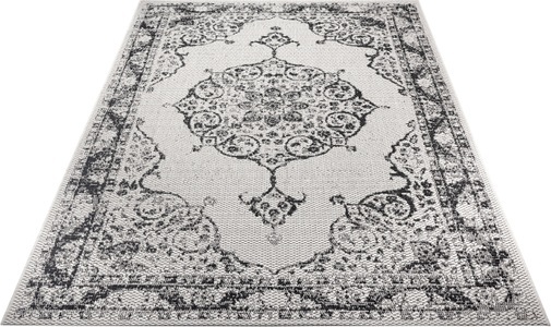 White Label, White Label - Teppich In-& Outdoor - 80 x 150 cm; - Creme, Schwarz, Home affaire Teppich »Holden«, rechteckig, 3 mm Höhe, In- & Outdoor geeignet, strapazierfähig und pflegeleicht, Flachgewebe