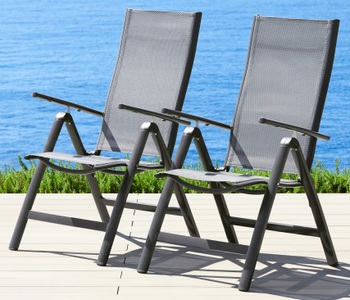 Merxx, MERXX Gartenstuhl »Amalfi«, (2er Set), Alu/Textil, verstellbar, anthrazit, MERXX Gartenstuhl »Amalfi, TOPSELLER!«, (Set), 2 St., 2er Set, Alu/beschichtetes Textil, verstellbar