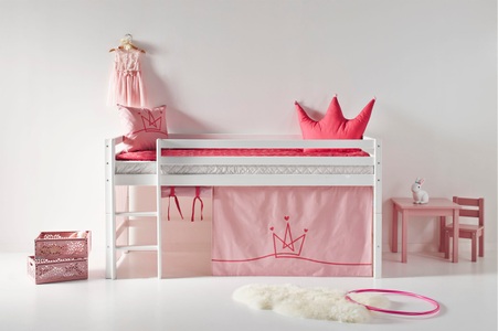 Hoppekids Hochbett, mit Matratze und Textil-Set