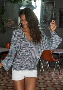 Buffalo, Buffalo Strandshirt, Buffalo 3/4-Arm-Shirt mit V-Ausschnitt und lockere Passform, casual-lässig