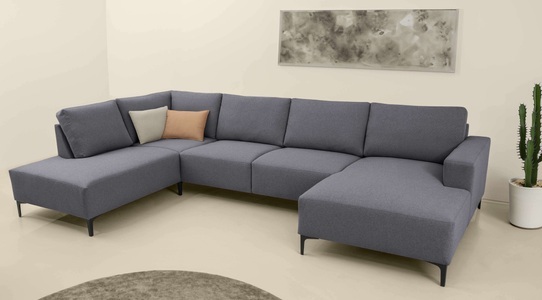 HOME AFFAIRE, Home affaire Wohnlandschaft »Tournon U-Form, XXL Sofa, Breite 333 cm, Webstoff, Chenille«, Designsofa im nordischen Stil, Wellenunterfederung, Metallfüsse, Home affaire Wohnlandschaft »Tournon U-Form, XXL Sofa, Breite 333 cm, Webstoff, Chenille« Designsofa im nordischen Stil, Wellenunterfederung, Metallfüsse