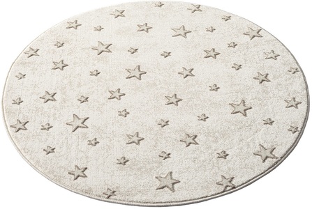Carpet City, Carpet City Kinderteppich »MARA725«, rund, Kinderzimmer Teppich Sterne Beige Spielzimmer, Carpet City Kinderteppich »MARA725«, rund, 11 mm Höhe, Kinderzimmer, Kurzflor,robust,Tiere, Spielzimmer