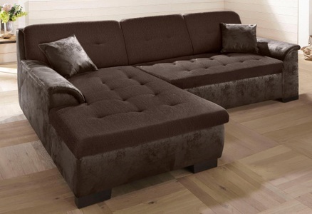 HOME AFFAIRE, Home affaire Ecksofa »Bergen«, wahlweise mit Bettfunktion, Home affaire Ecksofa »Bergen zeitlos & elegant, Breite 267cm, L-Form« wahlweise mit Bettfunktion L-Form