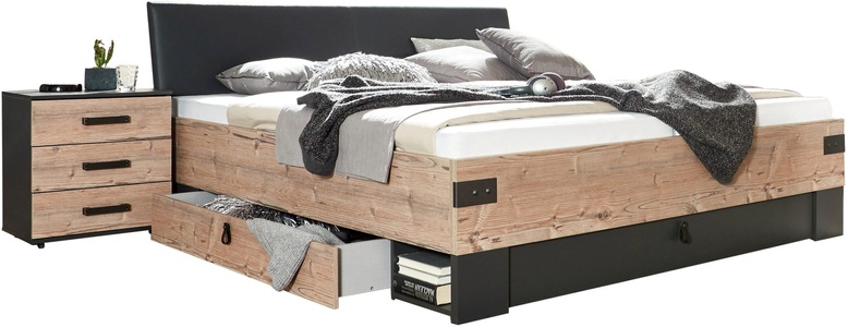 Wimex, home24 Bett Stockholm, Wimex Stauraumbett »Stockholm, gepolstertes Kopfteil, zusätzlicher Stauraum am Fussende«, inklusive 2 Bettschubladen, wahlweise 160 oder 180x200cm Liegefläche