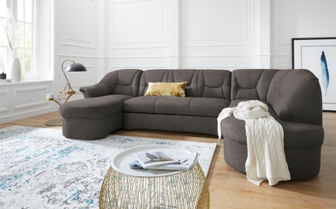 DOMO collection, DOMO collection Wohnlandschaft »Sarafina«, wahlweise mit Bettfunktion, optional mit Federkern, DOMO collection Wohnlandschaft »Sarafina, zeitlos und komfortabel, optional mit Federkern, U-Form« wahlweise mit Bettfunktion