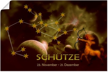 Artland, Artland Wandbild »Sternzeichen - Schütze«, Bilder von Sternzeichen, (1 St.), in vielen Grössen & Produktarten - Alubild / Outdoorbild für den Aussenbereich, Leinwandbild, Poster, Wandaufkleber / Wandtattoo auch für Badezimmer geeignet, Artland Wandbild »Sternzeichen - Schütze«, Bilder von Sternzeichen, (1 St.), als Alubild, Outdoorbild, Poster in verschied. Grössen