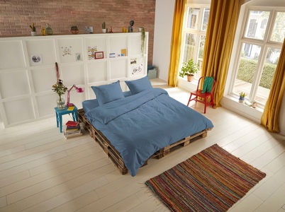 hip, HIP Bettwäsche-Set Uni 135 x 200 cm Eisblau, hip Bettwäsche »Hip Uni«, 100% Baumwolle, Mako-Satin, 135x200, Unifarben Weiss, Reissverschluss