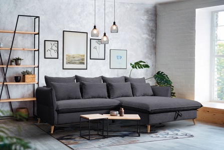 exxpo - sofa fashion, exxpo - sofa fashion Ecksofa »WALPY«, L-Form, wahlweise mit Bettfunktion und Bettkasten, in Cord, exxpo - sofa fashion Ecksofa »WALPY, elegant & modern, bequem, schmale Armlehnen, Breite 274cm« L-Form, wahlweise mit Bettfunktion und Bettkasten, in Cord