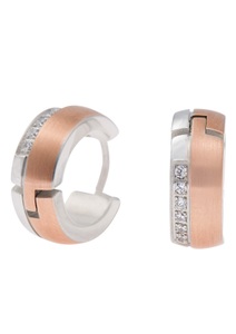 FIRETTI, Firetti Paar Creolen, Firetti Paar Creolen »Schmuck Geschenk Ohrschmuck bicolor glitzernd«, mit Zirkonia (synth.)