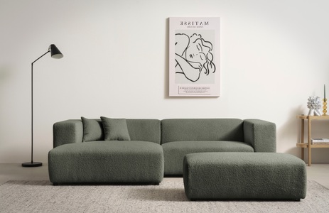 andas Polsterecke »BAKELS, Ecksofa-Set mit Hocker, L-Form mit Schlaffunktion« Ecksofa-Set (incl. Hocker) im trendigen Megacord