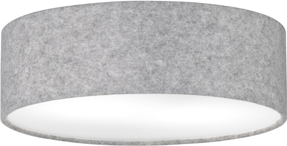 FISCHER & HONSEL, Graue Filz-Deckenleuchte Balder, Fischer & Honsel DECKENLEUCHTE 40/12 cm , Balder 24851 , Grau, Weiss , Metall, Textil , 12 cm , 003151036705