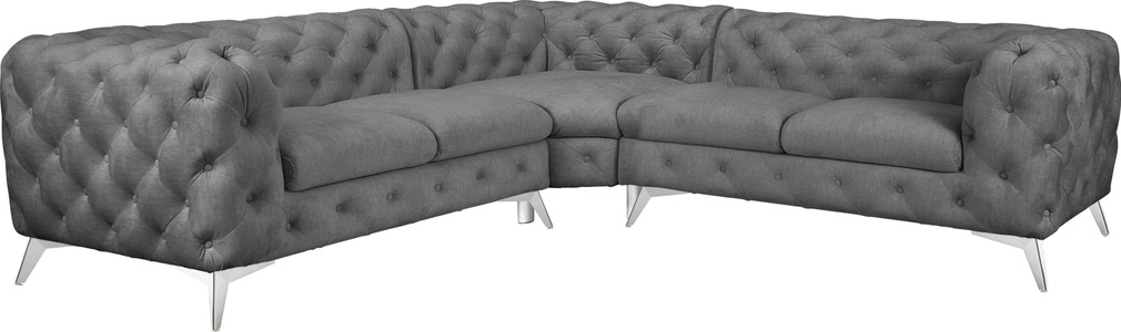 Leonique Ecksofa »Glynis«, mit aufwändiger Knopfheftung in moderner Optik, Fussfarbe wählbar