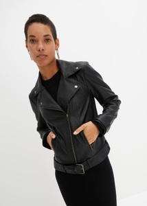 bonprix Bikerjacke mit Gürtelschlaufen und abnehmbarem Gürtel am Bund, aus Lederimitat