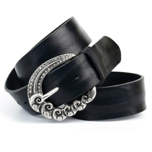 ANTHONI CROWN, Anthoni Crown Denim-Gürtel mit matter Schließe in ´´Altsilber´´, 