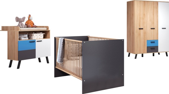 Trendteam, trendteam Babymöbel-Set »Mats«, (Set, 3 St., Bett, Wickelkommode, Schrank), neutrales Design, trendteam Babymöbel-Set »Mats«, (Set, 3 tlg., Bett, Wickelkommode, Schrank)