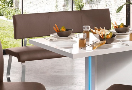 Mca furniture, MCA furniture Sitzbank, Livetastic Sitzbank in metall, leder edelstahlfarben, cappuccino , Arco , Echtleder , 155x86x59 cm , gebürstet , 000196083406