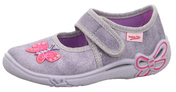 Superfit, Superfit Hausschuh »BELINDA WMS Weiten Schuh Mess System: M III«, mit Schmetterling-Motiv, Klett-Hausschuhe BELINDA - SCHMETTERLING in stone