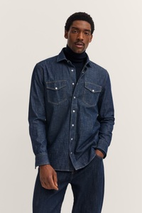 bugatti Jeanshemd »Druckknöpfe« im Modern Fit mit Kent-Kragen und aus Baumwolle