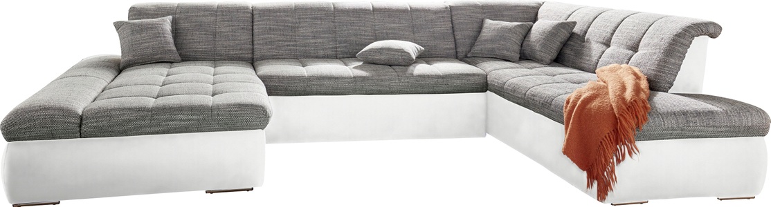 DOMO collection, DOMO collection Wohnlandschaft, DOMO collection Wohnlandschaft »PB Moric wahlweise mit Bettfunktion und Armteilverstellung U-Form« XXL-Format B/T/H: 353/216/80 cm, feine Steppung, incl. Zierkissen