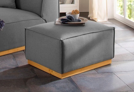 HOME AFFAIRE, Home affaire Hocker »Terry«, mit offener Kedernaht und Holzuntergestell, Home affaire Hocker »Terry«, mit offener Kedernaht und Holzuntergestell