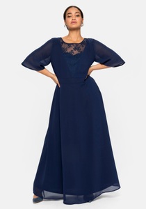 SHEEGO, Sheego Abendkleid, aus Chiffon, mit Spitzen-Einsatz, 