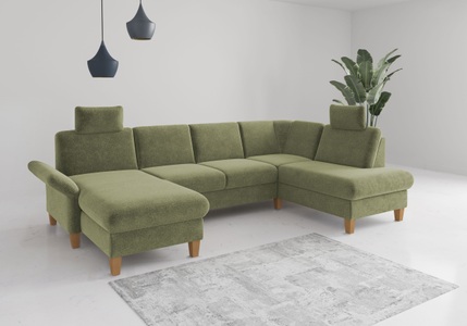 Home affaire Wohnlandschaft »Rochelle, U-Form«, optional mit Armteilverstellung, mit Bettfunktion & Bettkasten