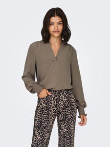 ONLY Blusenshirt »ONLMETTE V-NECK LS SMOCK TOP NOOS WVN«