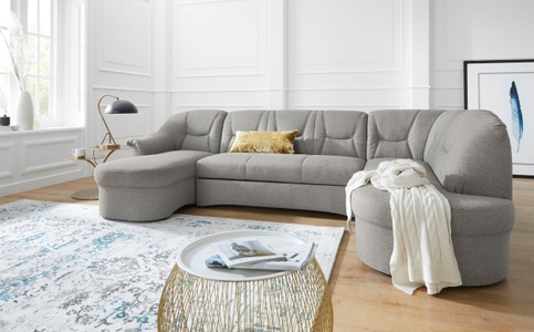 DOMO collection, DOMO collection Wohnlandschaft »Sarafina«, wahlweise mit Bettfunktion, optional mit Federkern, DOMO collection Wohnlandschaft »Sarafina, zeitlos und komfortabel, optional mit Federkern, U-Form« wahlweise mit Bettfunktion