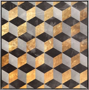 undefined, Leinwandbild »Würfel Abstrakt in Goldfarben - Leinwandbild«, 