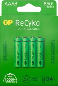 GP Batteries, GP Batteries ReCyko+ HR03 Micro (AAA)-Akku NiMH 850 mAh 1.2 V 4 St., GP Batteries Akku »4er Pack AAA Akku GP NiMH 850 mAh ReCyko 1,2V«, AAA, 850 mAh