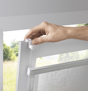 heine home, Systemrollo, Kutti Raffrollo »Brondby Move«, mit Klettschiene, ohne Bohren, verspannt, Klemmfix, Klemmträger, halbtransparent, uni, Basic, pflegeleicht