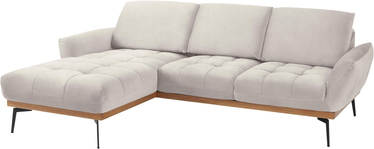 Guido Maria Kretschmer Home&Living, Guido Maria Kretschmer Home&Living Ecksofa »Palíc«, exxpo - sofa fashion Ecksofa »Palic, inkl. Rückenverstellung, bequem, elegant, Breite 245cm, L-Form« vom Sofa zum Hochlehner. Hohe Füsse und Holzblende als Designmerkmal