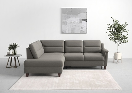 sit&more Ecksofa »Farö«, inklusive Federkern, mit naturfarbenen Füssen, wahlweise mit Bettfunktion und Bettkasten