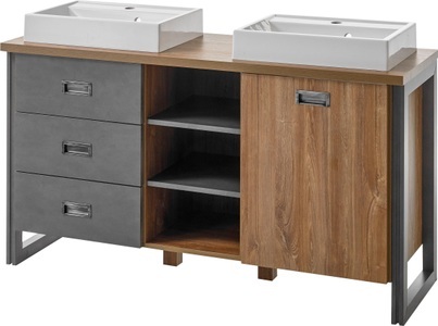HOME AFFAIRE, Home affaire Waschtisch »Detroit«, Breite 138 cm, 2 Aufsatzwaschbecken aus Mineralguss, 