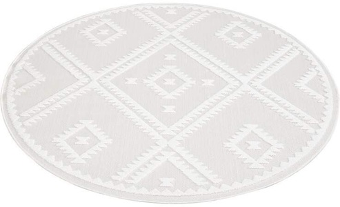 Carpet City, Carpet City Teppich »Santorini«, rund, 5 mm Höhe, 3D-Effekt, für Wohnzimmer, Flur, Küche, Wintergarten, Balkon, Wetterfest & UV-beständig, Carpet City Teppich »In-& Outdoorteppich Santorini 454, 3D-Effekt, Raute-Optik«, rund, 5 mm Höhe, Wetterfest & UV-beständig für Terrasse, Balkon, Küche, Flur