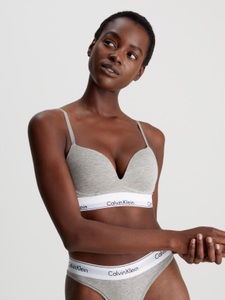 Calvin Klein, Calvin Klein Push-up-BH »PLUNGE PUSH UP«, mit Logobund, Calvin Klein - Triangle-BH, wattiert, für Damen, Grau, Größe 80/A