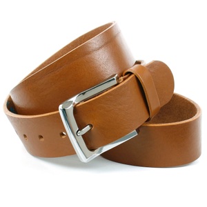ANTHONI CROWN, Anthoni Crown Klassischer Denim-Gürtel in Hellbraun, Anthoni Crown Ledergürtel, Denim-Vollledergürtel, Mit edler glänzender Gürtelschnalle