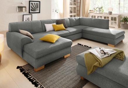 HOME AFFAIRE, Home affaire Wohnlandschaft »Nika«, Wohnlandschaft, MELROSE®/Struktur oder Struktur fein, wahlweise mit Bettfunktion, Home affaire Wohnlandschaft »Nika U-Form«, Wohnlandschaft, MELROSE®/Struktur oder Struktur fein