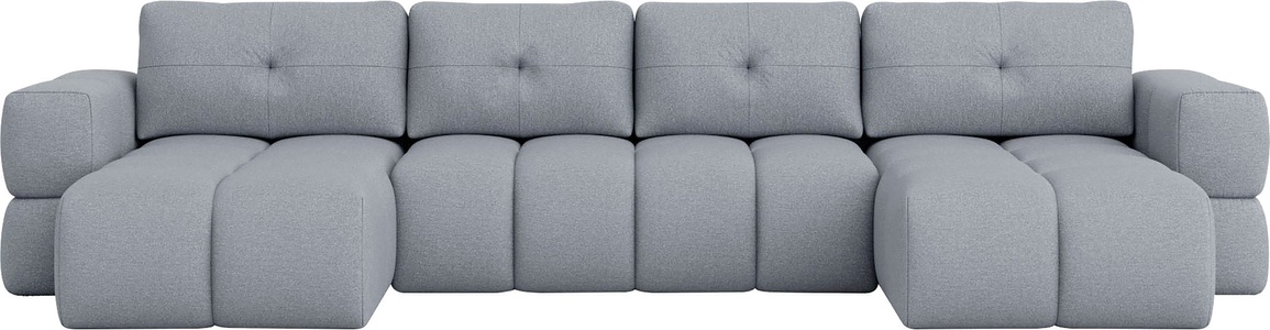 ANDAS, andas Wohnlandschaft »EJSTRUP lose Rückenkissen, XXL: B/T/H: 408/186/92 cm, auch in Bouclé«, verwandelbar zum Schlafsofa, Bettfunktion, aufwändige Steppung U-Form, andas Wohnlandschaft »EJSTRUP«, verwandelbar zum Schlafsofa, Bettfunktion, aufwändige Steppung U-Form