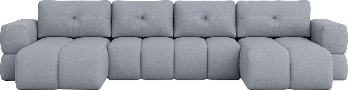 ANDAS, andas Wohnlandschaft »EJSTRUP lose Rückenkissen, XXL: B/T/H: 408/186/92 cm, auch in Bouclé«, verwandelbar zum Schlafsofa, Bettfunktion, aufwändige Steppung U-Form, andas Wohnlandschaft »EJSTRUP«, verwandelbar zum Schlafsofa, Bettfunktion, aufwändige Steppung U-Form