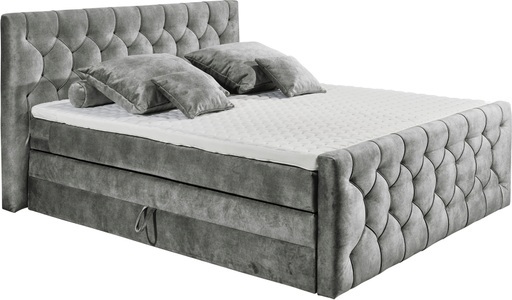 MID.YOU, MID.YOU Boxspringbett 180/200 cm in grau , Cashfield 8 , 180 cm , 002220049103, MID.YOU Boxspringbett 180/200 cm in grau , Cashfield 8 , Textil , H2+H2=mittel bis ca.80kg , 180 cm , Mikrovelours,Mikrovelours,Mikrovelours , Bettkasten, gepolstertes Kopfteil, Federkernmatratze, Topper durchgehend , 002220049103